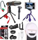 Kit Youtuber Tripé Flexível Suporte Celular + Microfone Condensador Mesa Profissional + Luz Led Anel Ring Light Original