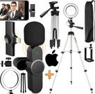 Kit Youtuber Tripé Pedestal Microfone Sem Fio Wireless Para iOS Celular Luz Anel Led Iluminador Ring Light Vídeo