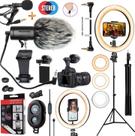 Kit Youtuber Tripé Profissional + Microfone Direcional Condensador Iluminador Anel Led Ring Light Gravar Vídeo Celular Kit Youtuber Tripé Profissional + Microfone Direcional Condensador Iluminador Anel Led Ring Light Gravar Vídeo Celular