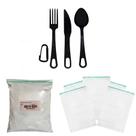Kit Zip Lock + Cal Virgem + Talher Colher/Garfo/Faca Preto