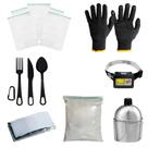 Kit Ziplock + Cal + Talher + manta + cantil + Lanterna