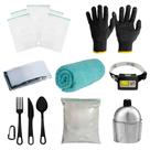Kit Ziplock + Cal + Talher + manta +cantil +Lanterna +Toalha