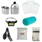 Kit Ziplock + Cal + Talher + manta + cantil + Lanterna + Toalha
