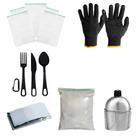Kit Ziplock + Cal Virgem + Talher + manta + cantil + Luva
