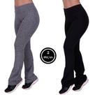 Kit2 Calças Flare Suplex Bailarina Cintura Alta Esporte Academia-c6 KIT 2 CALÇA FRANCINE PRETA CINZA