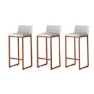 Kit3 Banquetas Alta Dani Reforçada Decorativa Balcão Bancada Cozinha Bar Área Gourmet Base Bronze material sintético