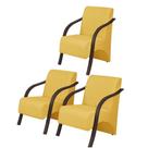 Kit3 Poltronas Decorativas Vênus 1 Lugar Braço Pé Madeira D Salla Suede Kit3 Poltronas Decorativas Vênus 1 Lugar Braço Pé Madeira D Salla Suede