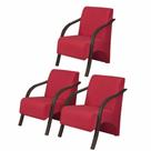Kit3 Poltronas Vênus 1 Lugar Braço Madeira Vermelho Kit3 Poltronas Vênus 1 Lugar Braço Madeira Vermelho