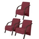 Kit3 Poltronas Vênus 1 Lugar Pé Madeira D Salla Suede Bordô Kit3 Poltronas Vênus 1 Lugar Pé Madeira D Salla Suede Bordô