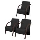 Kit3 Poltronas Vênus 1 Lugar Pé Madeira D Salla Suede Preta Kit3 Poltronas Vênus 1 Lugar Pé Madeira D Salla Suede Preta