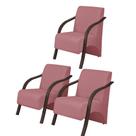 Kit3 Poltronas Vênus 1 Lugar Pé Madeira Suede Rosa Kit3 Poltronas Vênus 1 Lugar Pé Madeira Suede Rosa