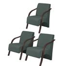Kit3 Poltronas Vênus 1 Lugar Pé Madeira Suede Verde Kit3 Poltronas Vênus 1 Lugar Pé Madeira Suede Verde