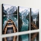 Kit3 Quadro Decorativo Aesthetic Montanha Lago Neve Paisagem Qualidade Premium Moderno 40x28cm