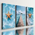 Kit3 Quadro Decorativo Casa na Praia Estrela Praia Airbnb Qualidade Premium Moderno 40x28cm