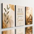Kit3 Quadro Decorativo Frase Bíblica Cristão Jesus Casa Cruz 40x28cm