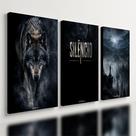 Kit3 Quadro Decorativo Lobo Motivacional Trabalho Estratégia 40x28cm