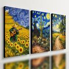 Kit3 Quadro Decorativo Pintura Van Gogh Noite Estrelada Sala Moderno Qualidade Premium 40x28cm