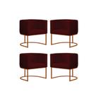 Kit4 Poltronas Reforçada Decorativa Sala Estar Jantar Gabriela Base Ferro Bronze Suede Marsala