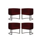 Kit4 Poltronas Reforçada Decorativa Sala Estar Jantar Gabriela Base Ferro Preto Suede Marsala