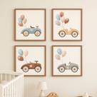 Kit4 Quadros Decorativos Infantil Carrinhos Vintage c Balões