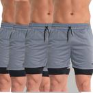 KIT4 Shorts 2em1 Masculino Duplo Com Proteção Uv Bermuda de Compressão Pra Treino Academia Corrida