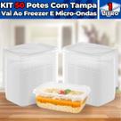 Kit48 unid. Pote Plástico Retangular Descartável 1000 ML Com Tampa Bpa Free