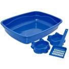 Kitcat bandeja higiênica 2 comedouros pa higiênica azul