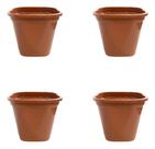 Kits 4 Vasos Terracota 900ml Quadrado - Cachepot Plástico - Suculenta Cactos Mudas