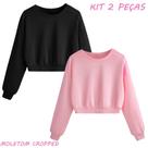 Kits Com 2 Croppeds de Moletom Careca Feminino- Gatinhoo Look Simples e Atemporal