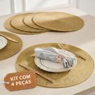 Kits de 4 a 12 Peças Jogo Americano Dourado Redondo Mesa Posta Sousplat Prático Dia a Dia Decoração