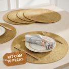 Kits de 4 a 12 Peças Jogo Americano Dourado Redondo Mesa Posta Sousplat Prático Dia a Dia Decoração