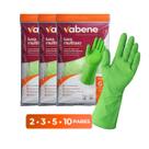 Kits Luva Multiuso Vabene Verde Látex Antiderrapante Limpeza Moderada Tamanho P, M e G