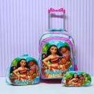 Kits Mochila Infantil Rodinha Silicone Grande Moana Reforçad COR:VERDE AGUA