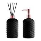Kits saboneteira e difusor vidro 18cm branca uz branco
