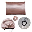 Kits Touca Nero, Touca Plástica De Banho, Fronha de Cetim e Scrunchies