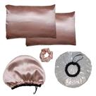 Kits Touca Nero, Touca Plástica De Banho, Fronha de Cetim e Scrunchies