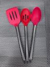 Kits Utensílios de Cozinha Silicone c/ Cabo de Inox Modelos Variados Talheres