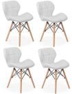 Kitt 04 Cadeiras Charles Eames Eiffel Slim Wood Estofada Cor Branco
