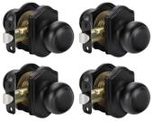 Knob Door Knob Goldenwarm Matte Black Passage for Hallway, pacote com 4