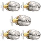 Knob Doorknob Probrico Brush Nickel Round Ball Privacy, pacote com 5