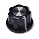 Knob Mini Moog Preto Estriado ABS Topo Aluminio Escovado Unidade