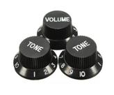 Knob strinberg potenciometro guitarra strato kbst (1v/2t) preto c/ 3 pçs