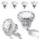 Knobs de armário de vidro CEYMIO, pacote com 4 unidades, cristal, 3,6 cm, cromado vintage