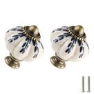 Knobs de cerâmica de abóbora Zernmiarder, pacote com 12 folhas de salgueiro azul