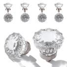 Knobs de gabinete CEYMIO, pacote com 8, 3,6 cm, base prateada de vidro transparente