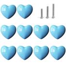 Knobs de gaveta de coração de cerâmica Perphin Blue, pacote com 10