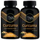 Kt 2 Cúr cuma Pimenta Preta 120 Cápsulas 500mg Premium Ethos Nutrition