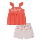 Kukie Conjunto Bata Linho e Shorts Coral