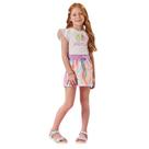 Kukie Conjunto Blusa Canelada e Short Saia Branco