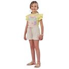 Kukie Conjunto Blusa Meia Malha e Shorts Amarelo